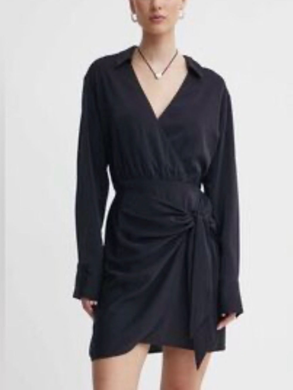 Abercrombie & Fitch Black Long-Sleeve Wrap Mini Dress
